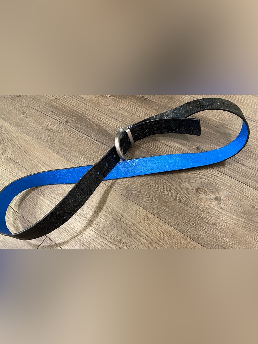 Robert Graham Leather Embossed Reversible Belt - Black / Brighte Blue